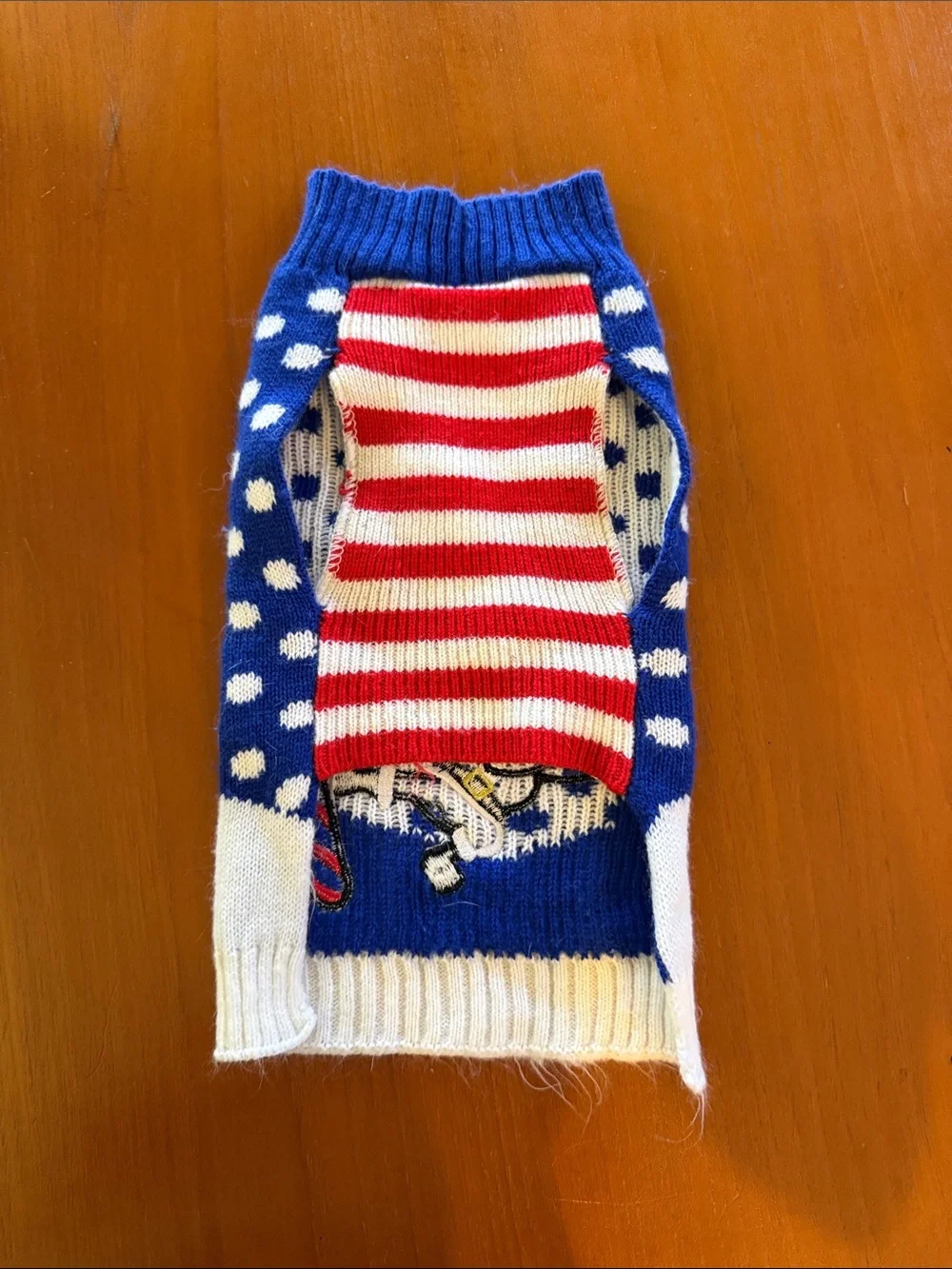 Festive Blue & White Holiday Dog Sweater